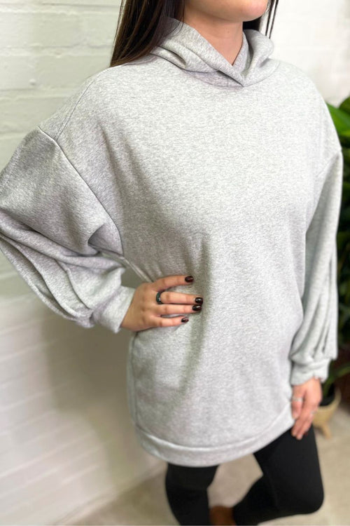 BROOKE Fleece Lined Hooded Sweatshirt - Grey