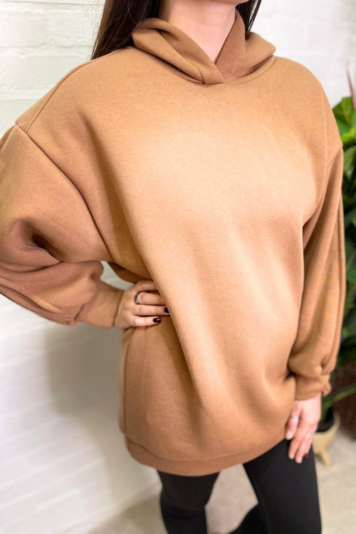 BROOKE Fleece Lined Hooded Sweatshirt - Camel