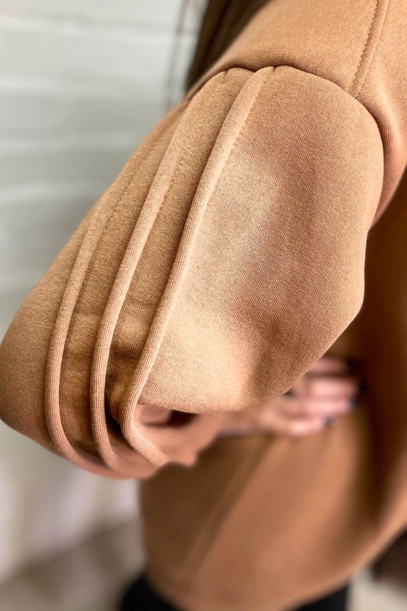 BROOKE Fleece Lined Hooded Sweatshirt - Camel