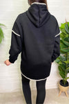 SELENA Blanket Stitch Hooded Sweatshirt - Black
