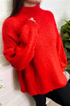 GABRIELA Oversized Knitted Jumper - Red