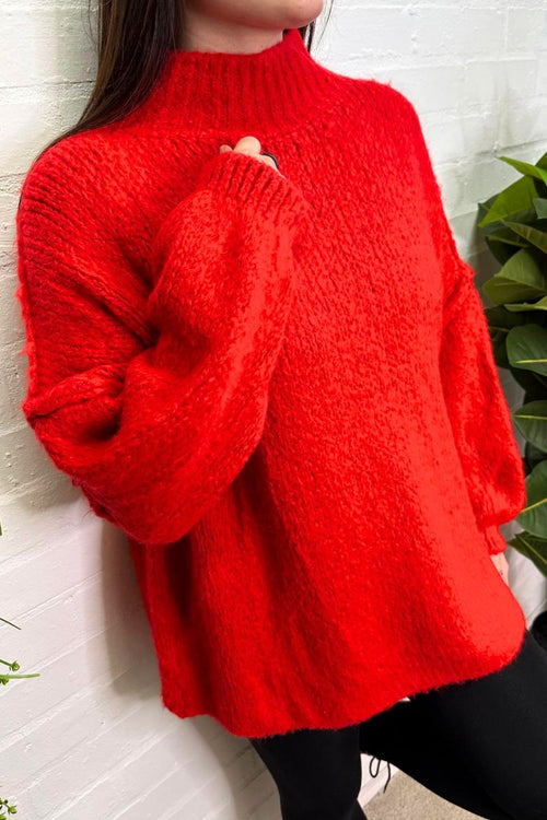 GABRIELA Oversized Knitted Jumper - Red