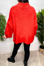 GABRIELA Oversized Knitted Jumper - Red