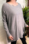 SASHA Plain Fine Knit Top - Light Grey