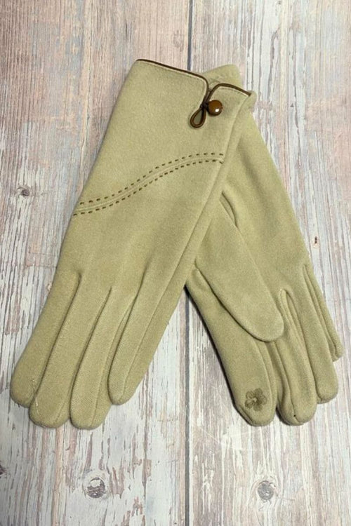 JENNY Button Detail Gloves - Beige