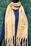 JENNIFER Plain Tassel Scarf - Camel