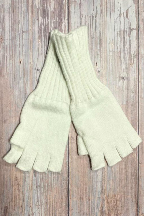 BETHAN Knitted Fingerless Gloves - White