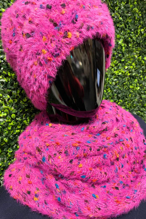 JULIA Speckled Boucle Twinset - Fuchsia