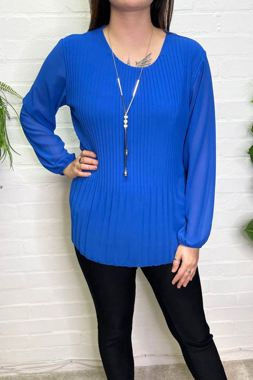 TONIA Pleated Top - Royal Blue