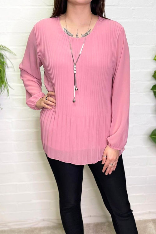 TONIA Pleated Top - Rose Pink