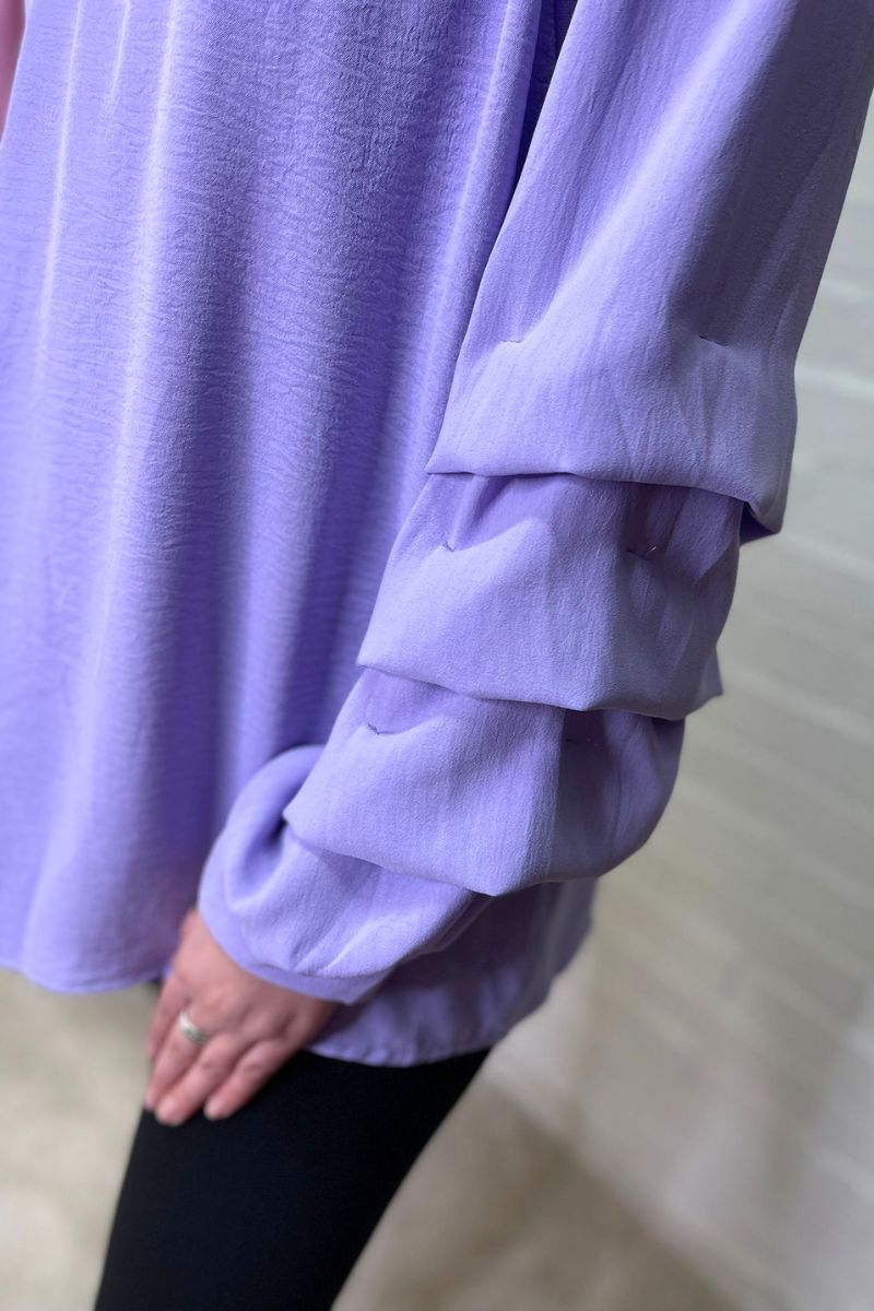 ADELINE Off-Shoulder Layered Sleeve Top - Lilac