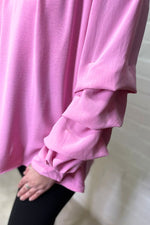 ADELINE Off-Shoulder Layered Sleeve Top - Pink