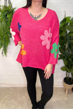 CAMILA Floral Knitted Jumper - Fuchsia