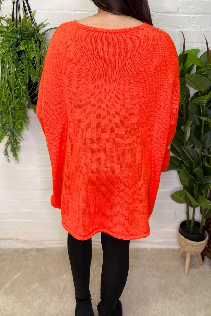 CAMILA Floral Knitted Jumper - Orange
