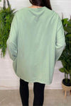 STACEY Sequin Heart Sweatshirt - Sage Green
