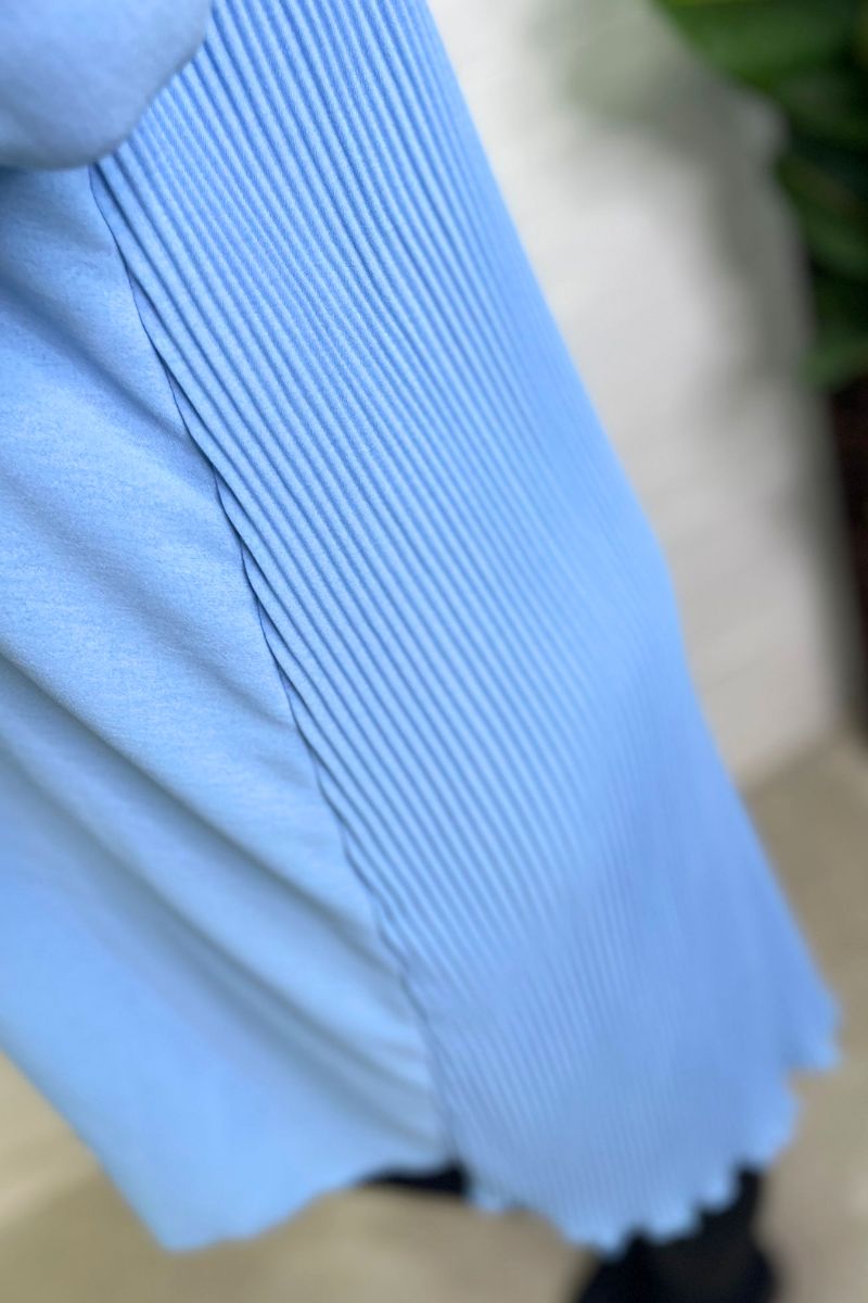 MINDY Plain Pleated Shirt - Blue