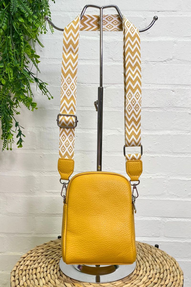 LARA Double Zip Crossbody Bag - Mustard