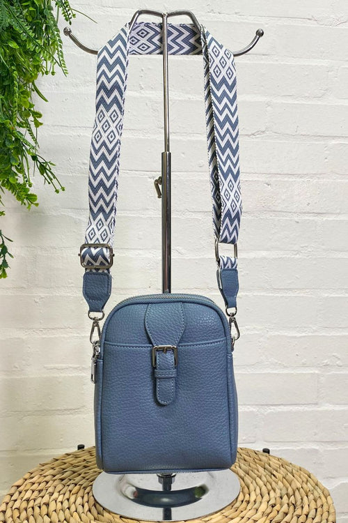 LARA Double Zip Crossbody Bag - Blue