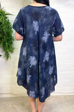 ATHENA Palm Tree Print Dress - Navy