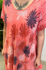 ATHENA Palm Tree Print Dress - Coral