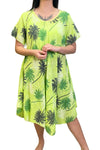 ATHENA Palm Tree Print Dress - Lime Green
