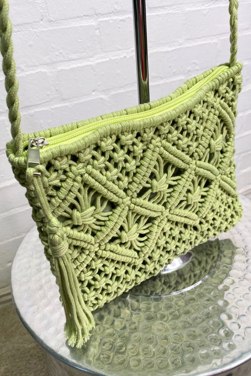DIANA Crochet Crossbody Bag - Lime Green