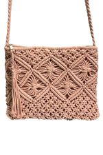 DIANA Crochet Crossbody Bag - Dusky Pink