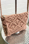 DIANA Crochet Crossbody Bag - Dusky Pink