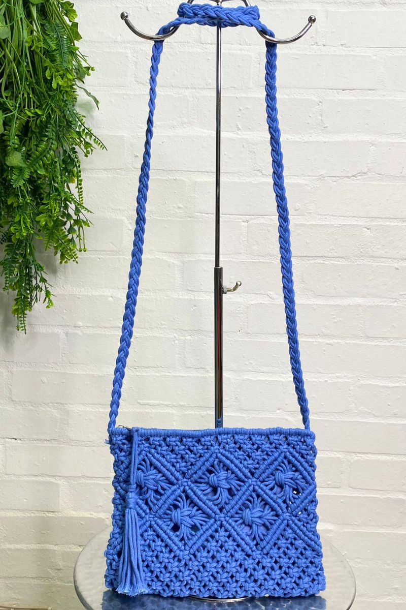 DIANA Crochet Crossbody Bag - Denim Blue