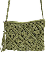 DIANA Crochet Crossbody Bag - Olive Green