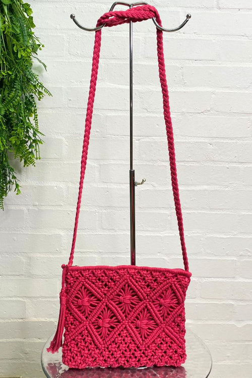 DIANA Crochet Crossbody Bag - Fuchsia