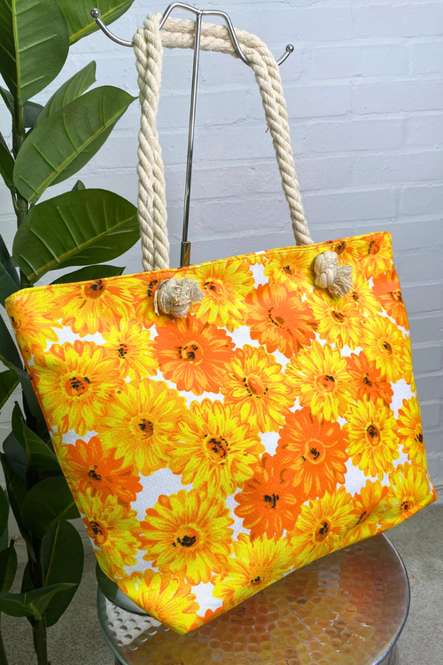 NELL Floral Beach Bag - Yellow