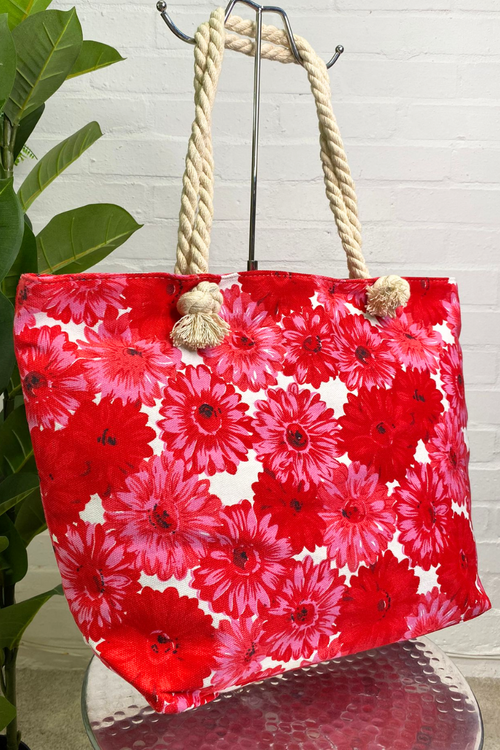 NELL Floral Beach Bag - Red