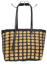 ELEANOR Weaved Straw Shoulder Bag - Black