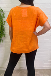 ANGELA Crochet Lace Detail Top - Orange