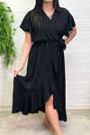 LYLA Crossover Frill Dress - Black