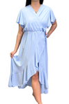 LYLA Crossover Frill Dress - Light Blue