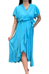 LYLA Crossover Frill Dress - Sky Blue