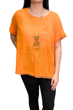 VIKKI Crochet Detail Top - Orange