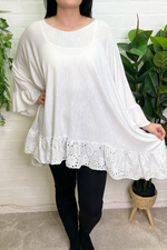 AVERY Oversized Broderie Anglaise Top - White