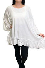 AVERY Oversized Broderie Anglaise Top - White