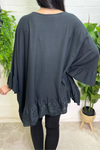 AVERY Oversized Broderie Anglaise Top - Black