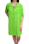 MADISON Button Detail Shirt Dress - Neon Green