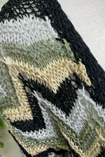 LAURA Zigzag Open Knit Cardigan - Black