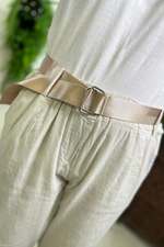 KALI Belted Linen Trousers - Beige
