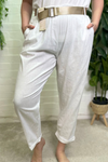 KALI Belted Linen Trousers - White