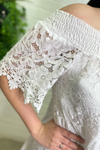 LORETTA Crochet Lace Bardot Dress - White