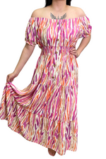 MAXINE Striped Maxi Dress - Fuchsia