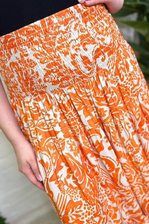 VERONICA Floral Skirt - Orange