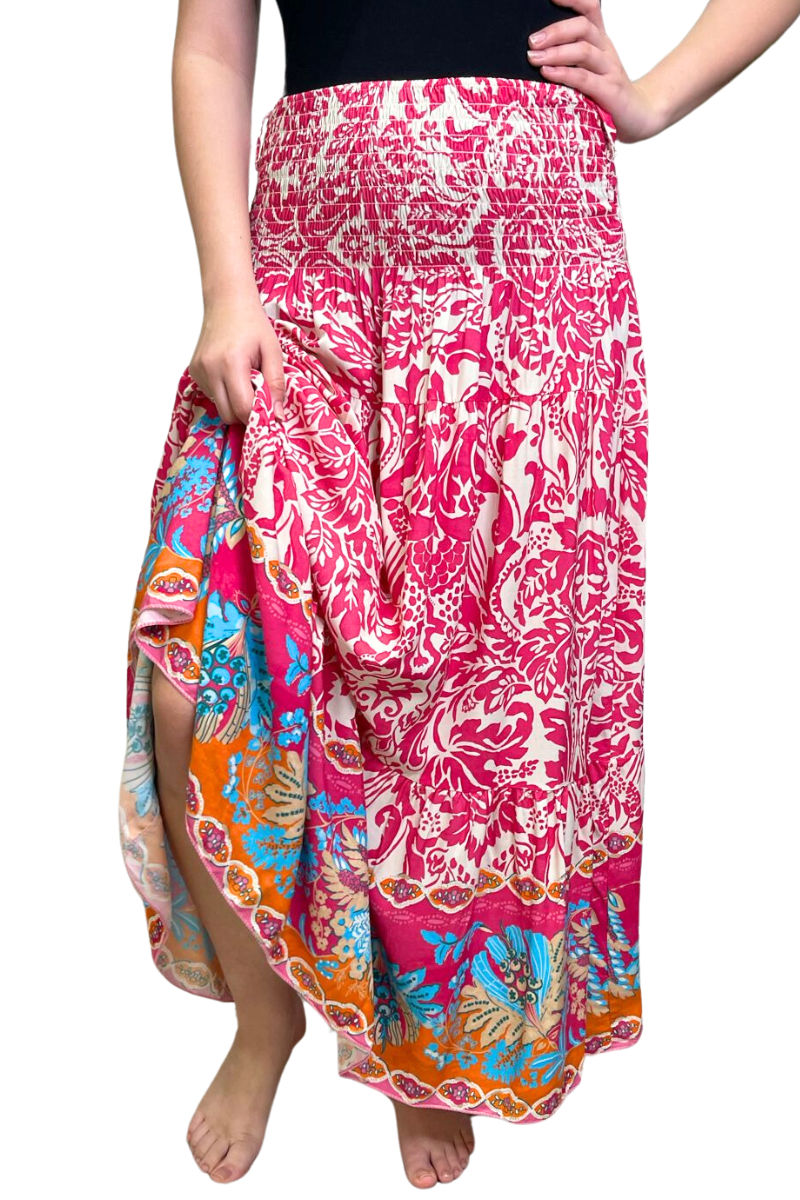 VERONICA Floral Skirt - Fuchsia